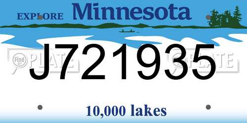 J721935 Minnesota License Plate