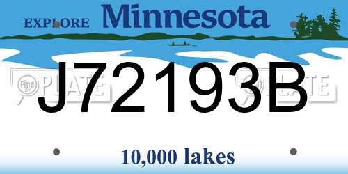 J72193B Minnesota License Plate