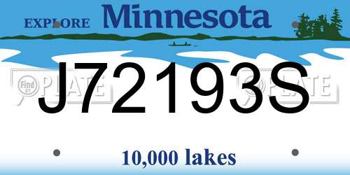J72193S Minnesota License Plate