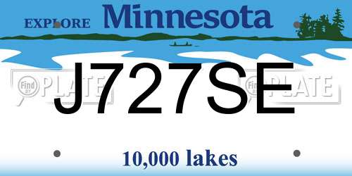 J727SE Minnesota License Plate