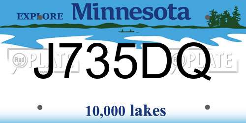 J735DQ Minnesota License Plate