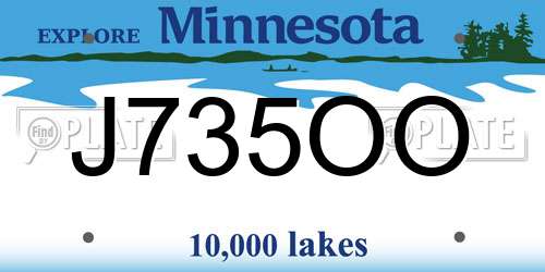 J735OO Minnesota License Plate