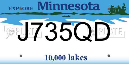 J735QD Minnesota License Plate
