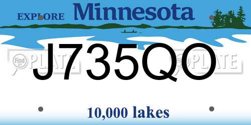 J735QO Minnesota License Plate