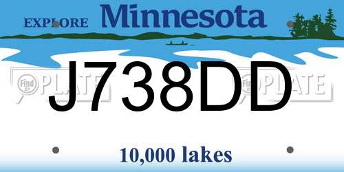 J738DD Minnesota License Plate