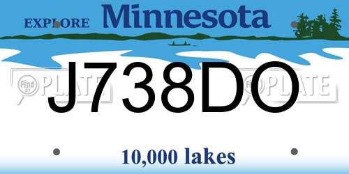 J738DO Minnesota License Plate