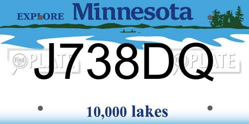 J738DQ Minnesota License Plate