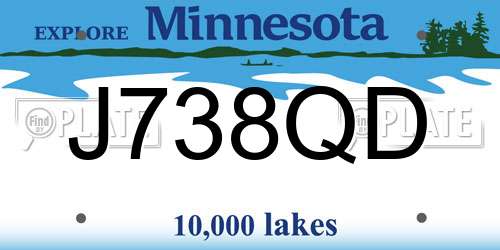 J738QD Minnesota License Plate