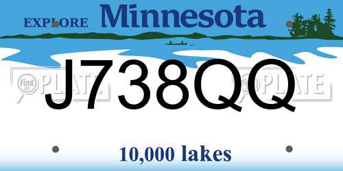J738QQ Minnesota License Plate