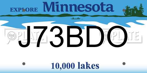 J73BDO Minnesota License Plate