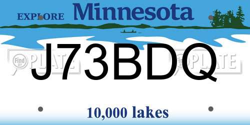 J73BDQ Minnesota License Plate