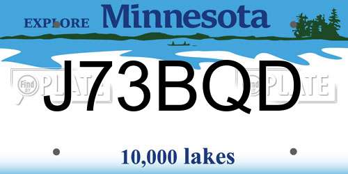 J73BQD Minnesota License Plate