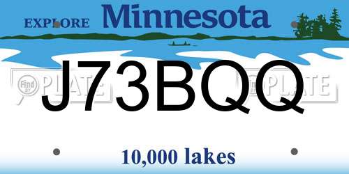 J73BQQ Minnesota License Plate