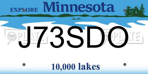 J73SDO Minnesota License Plate