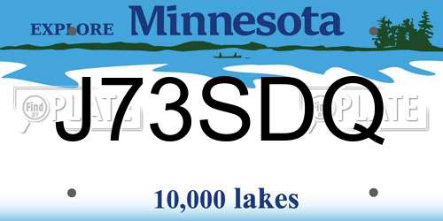 J73SDQ Minnesota License Plate