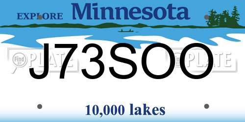J73SOO Minnesota License Plate