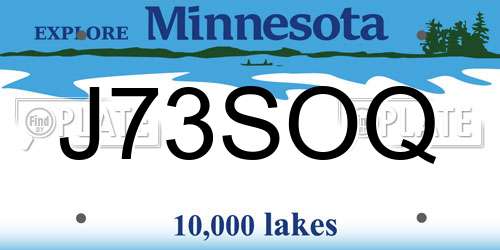 J73SOQ Minnesota License Plate