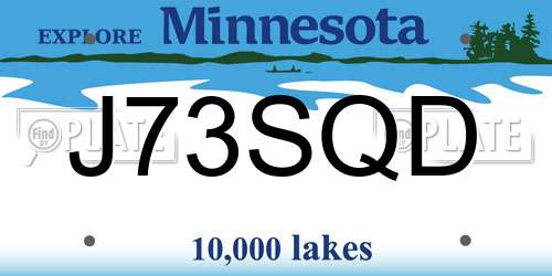 J73SQD Minnesota License Plate