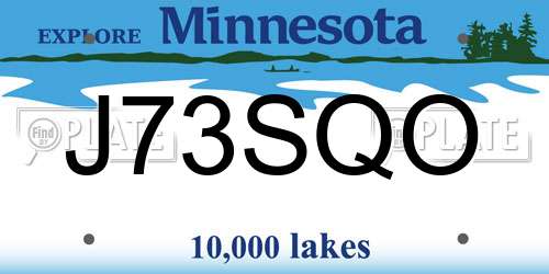 J73SQO Minnesota License Plate