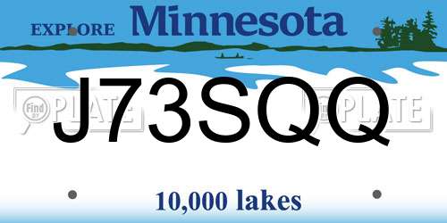 J73SQQ Minnesota License Plate