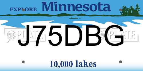 J75DBG Minnesota License Plate