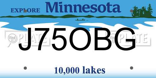 J75OBG Minnesota License Plate