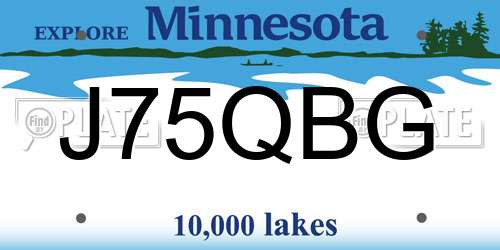 J75QBG Minnesota License Plate