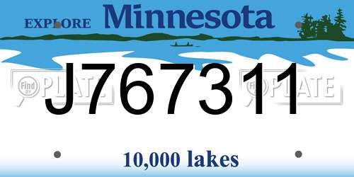J767311 Minnesota License Plate