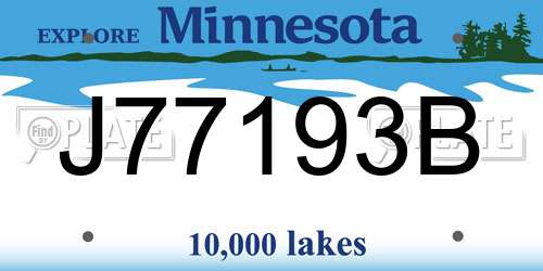 J77193B Minnesota License Plate