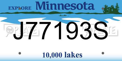 J77193S Minnesota License Plate
