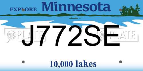 J772SE Minnesota License Plate