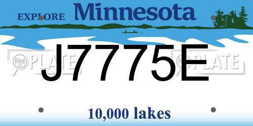 J7775E Minnesota License Plate