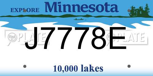 J7778E Minnesota License Plate