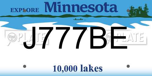 J777BE Minnesota License Plate