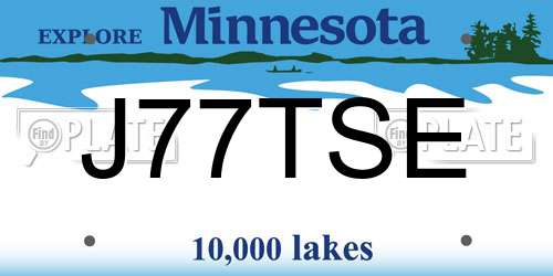 J77TSE Minnesota License Plate