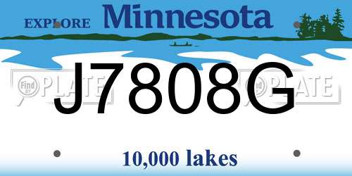 J7808G Minnesota License Plate
