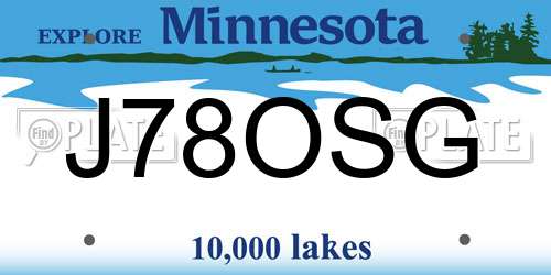 J78OSG Minnesota License Plate
