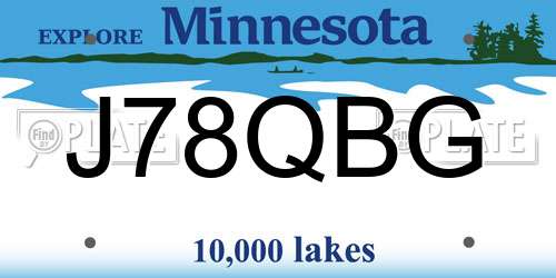 J78QBG Minnesota License Plate
