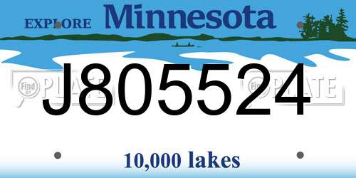 J805524 Minnesota License Plate