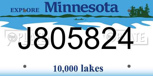 J805824 Minnesota License Plate