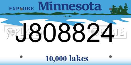 J808824 Minnesota License Plate
