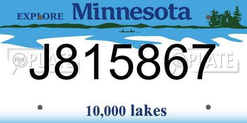 J815867 Minnesota License Plate