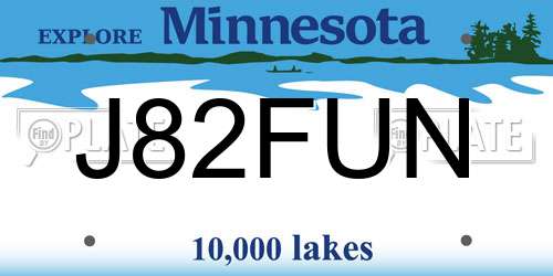 J82FUN Minnesota License Plate