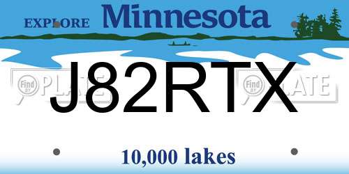 J82RTX Minnesota License Plate