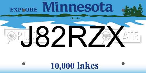 J82RZX Minnesota License Plate