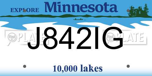 J842IG Minnesota License Plate