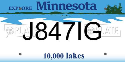 J847IG Minnesota License Plate