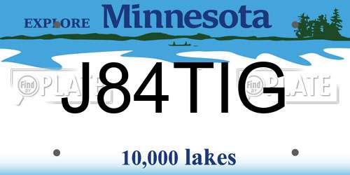 J84TIG Minnesota License Plate