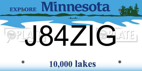 J84ZIG Minnesota License Plate