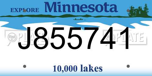 J855741 Minnesota License Plate